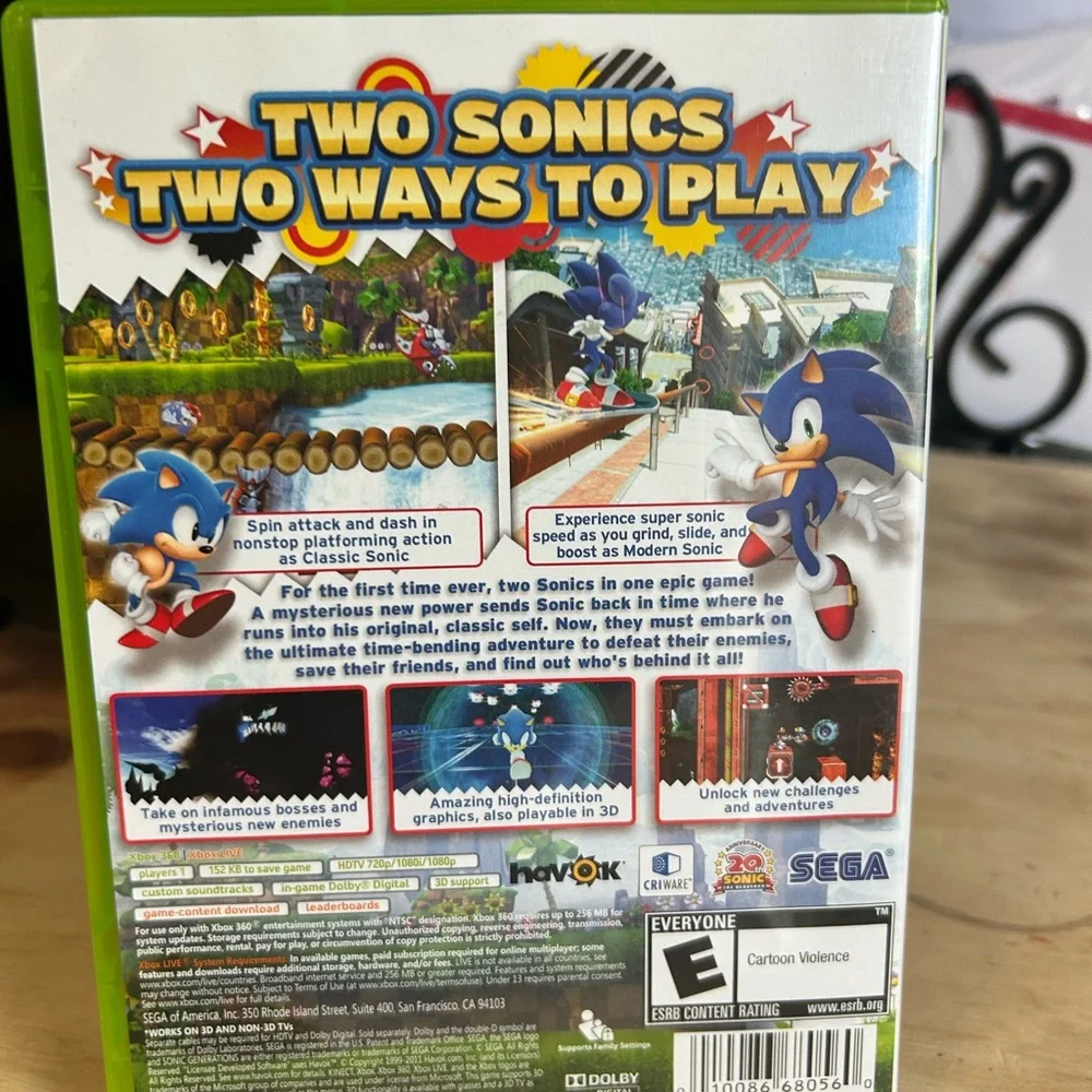 Sonic Generations (Xbox 360, 2011) Sega IP CIB Complete with Manual NEAR MINT